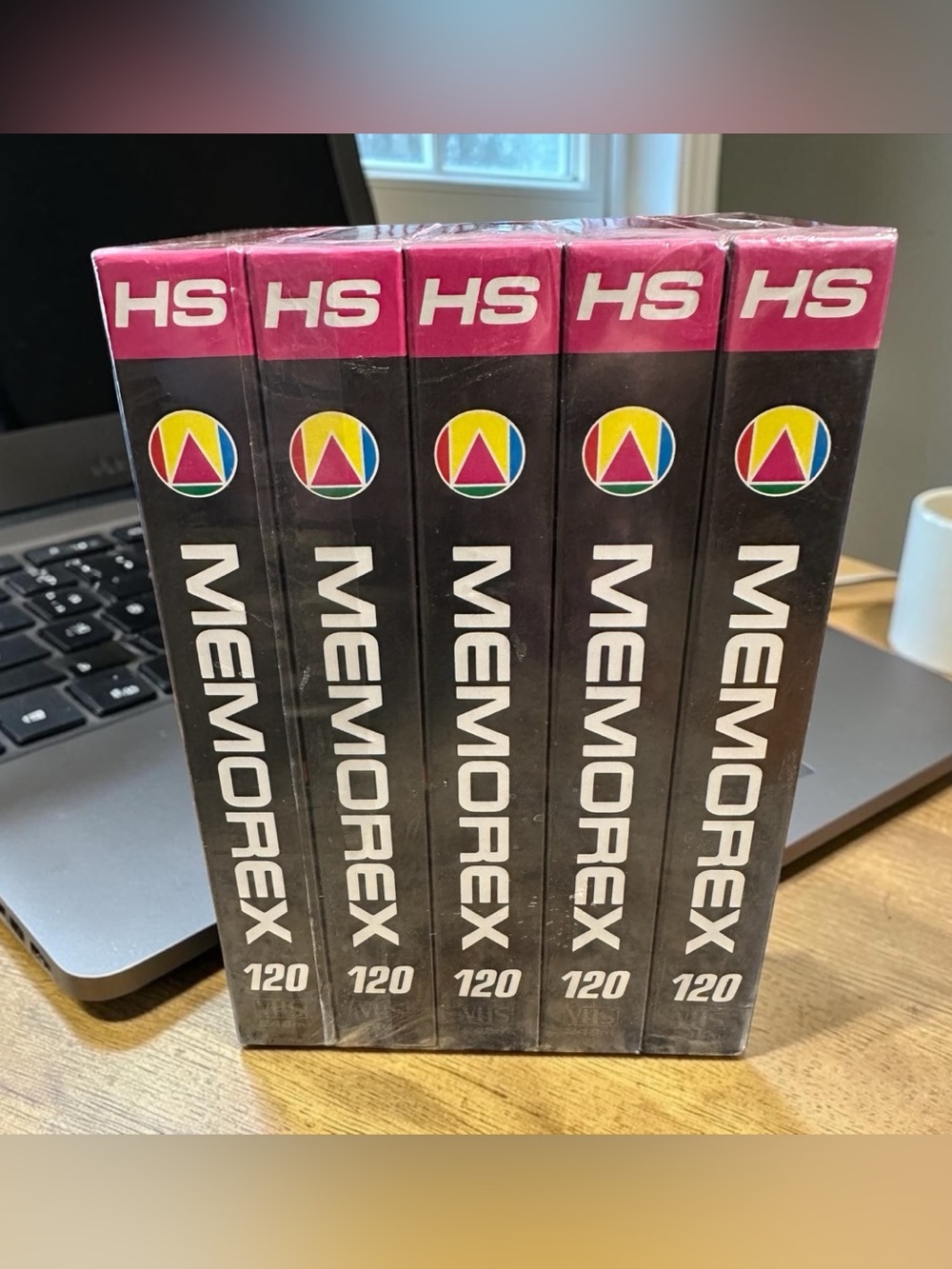 Memorex HS 120 VHS Tapes - Pack of 5 - Black and Pink